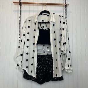 Zara Urban Outfitters & Alythea Textured Polka Seamless Bra Top & Shorts SET L